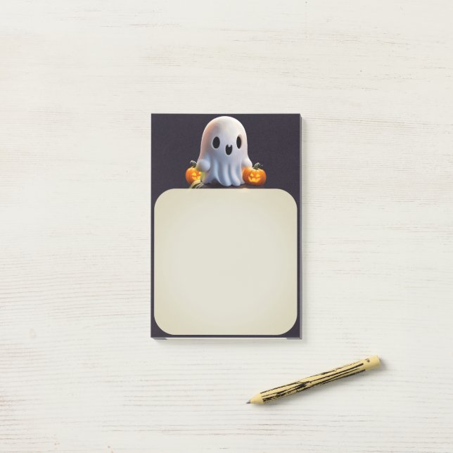 Baby Ghost Creepy Cute Halloween-tecken Post-it Block (På skrivbordet)
