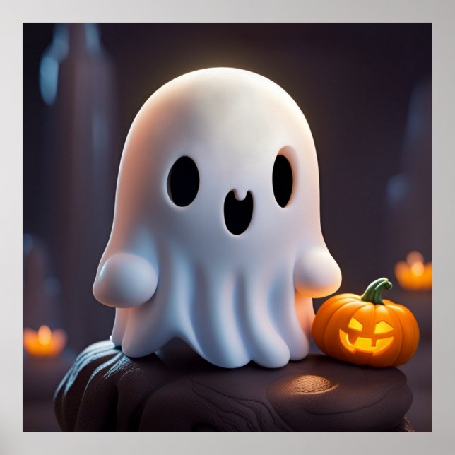 Baby Ghost Creepy Cute Halloween-tecken Poster (Framsidan)