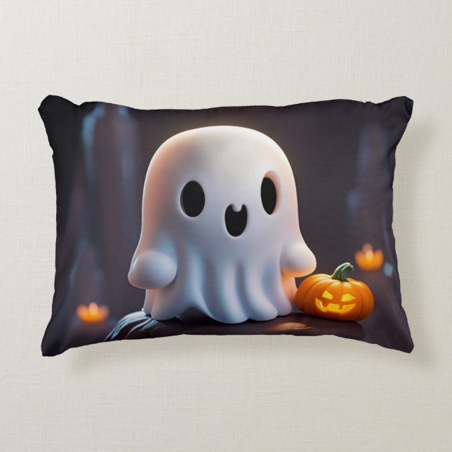 Baby Ghost Creepy Cute Halloween-tecken Prydnadskudde (Framsidan)