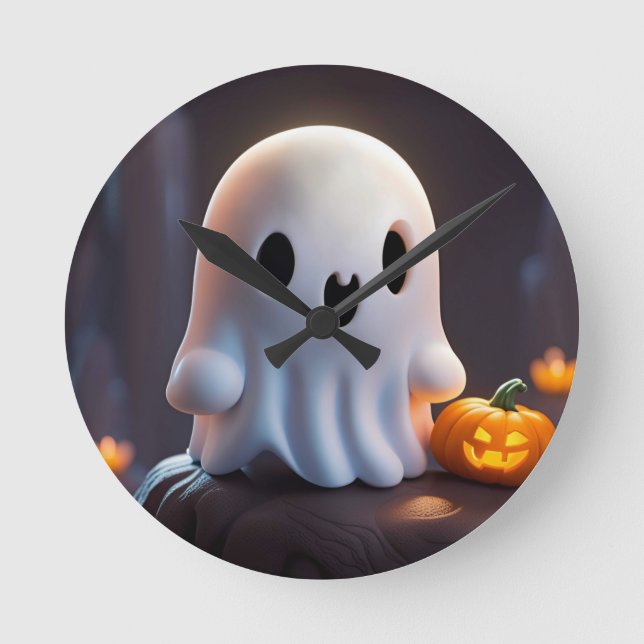 Baby Ghost Creepy Cute Halloween-tecken Rund Klocka (Framsida)