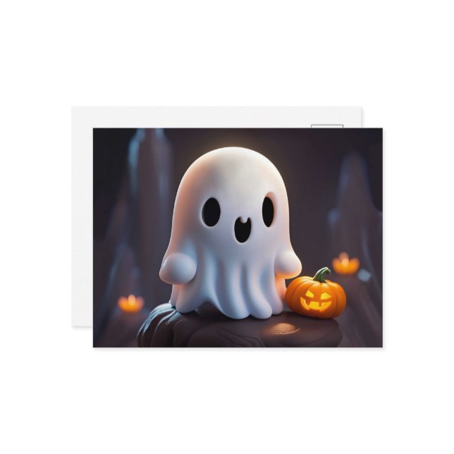 Baby Ghost Creepy Cute Halloween-tecken Vykort (Fram/Back In Situ)