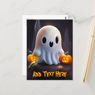 Baby Ghost Kuslig Söt Halloween-karaktär Vykort