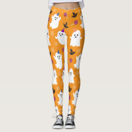 Baby Ghost Mönster Orange Halloween fest Leggings