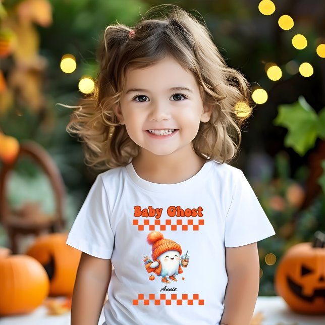Baby Ghost Personlig Namn Halloween Gift Design T Shirt (Skapare uppladdad)