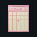 Baby Gift Bingo Baby Shower Game Rosa Anteckningsb Anteckningsblock<br><div class="desc">Anteckningsblocket baby Gift Bingo Baby Shower Game. Babydusch Gift Bingo är en annan mycket intressant version av klassiskt Bingo-spel. Det förlovader gästerna i presentöppningen och gör din babyåkare party fullt av roligt och skratt. Spela upp: Fördela en penna eller en penna och ett bingo-spelkort till var och en av dina...</div>