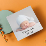 Baby Gift Tack Newborn Baby Shower<br><div class="desc">Baby Gift Tack Newborn Baby Shower Tack. Ditt favoritfoto med texten "Tack" i elegantens moderna svarta skript på framsidan och ett ytterligare foto och ditt personlig-meddelande på baksidan. Anpassa genom att redigera texten i textrutorna. PHOTO TIP: centrera fotot innan du överför det till Zazzle för bästa resultat. Designad av ©Evco...</div>