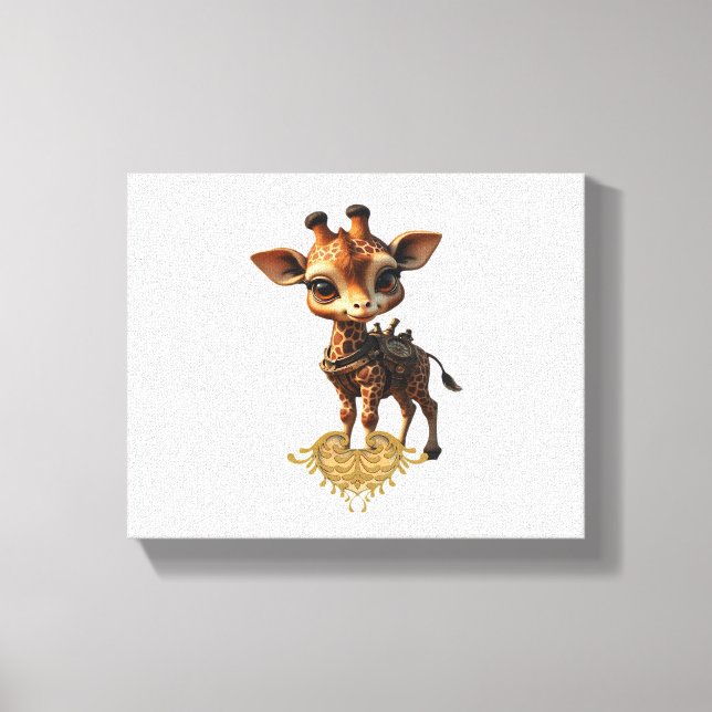 Baby-giraff i steampunk-seriestil Klassisk T- Canvastryck (Framsida)