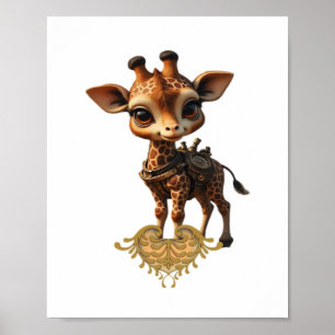 Baby-giraff i steampunk-seriestil Klassisk T- Poster