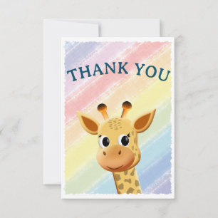Baby Giraff Pastell Regnbåge Vattenfärg Babykalas Tack Kort