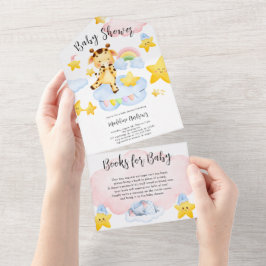 Baby Giraffe Baby Shower Allt-i-ett-inbjudan