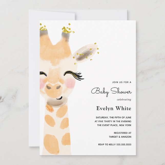 Baby Giraffe Baby Shower-inbjudan Inbjudningar (Framsida)