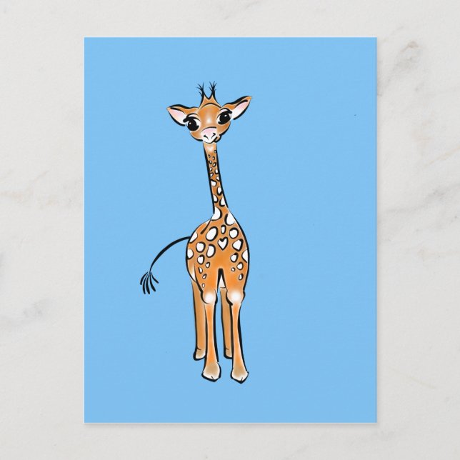 Baby Giraffe - blått Vykort (Framsida)