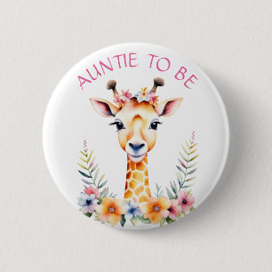 Baby Giraffe Blommigt, Auntie to be Babyskor Knapp
