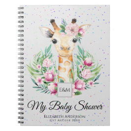 Baby Giraffe Boho Flowers Mor ska vara planerare Anteckningsbok