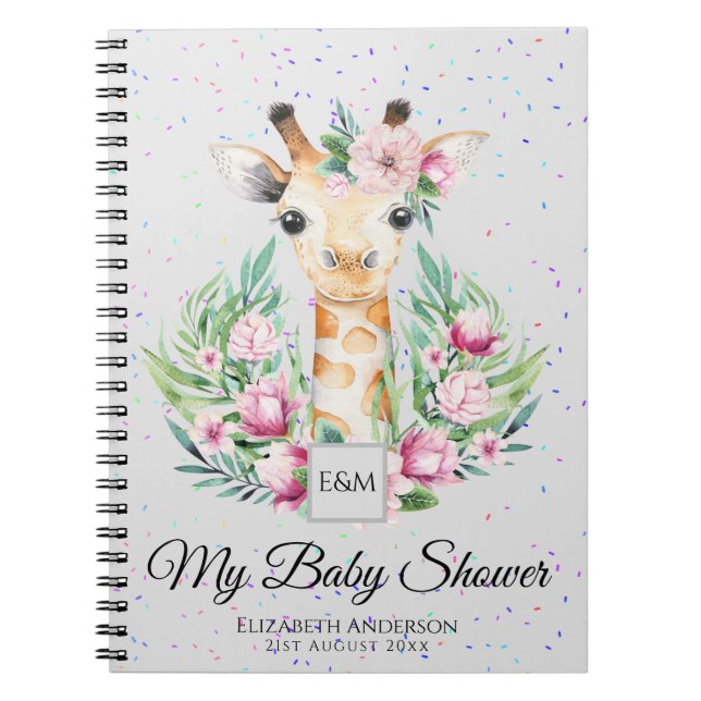 Baby Giraffe Boho Flowers Mor ska vara planerare Anteckningsbok (Framsidan)