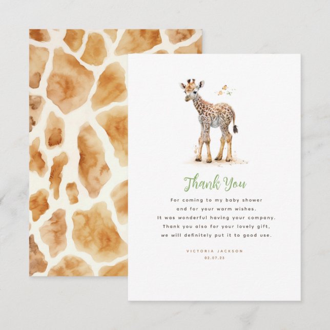 Baby Giraffe Cute Modern Little Tack Kort (Fram/baksida)