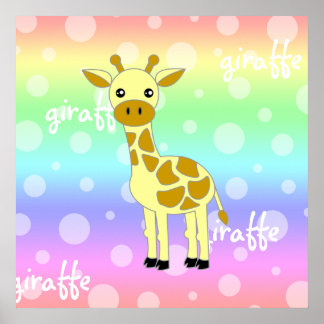 Baby Giraffe Cute Rainbow Poster / Skriv ut