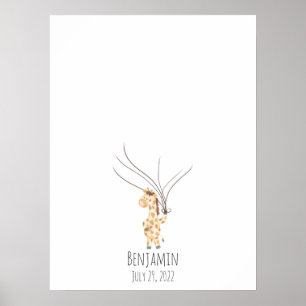 Baby Giraffe Fingerprint Guest Bok Poster