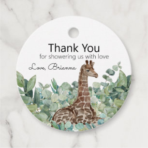 Baby Giraffe Greenery Baby Shower Tack Gåvor Etiketter