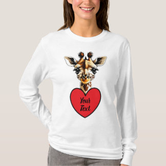 Baby Giraffe Heart med ditt Anpassningsbar Message T Shirt