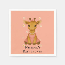 Baby Giraffe i Rosa Baby Shower Pappersservett