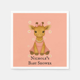 Baby Giraffe i Rosa Baby Shower Pappersservett