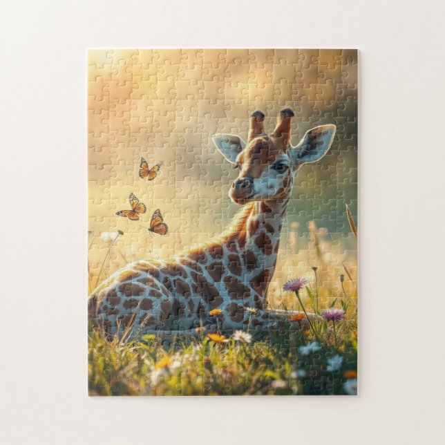 Baby Giraffe i sol Pussel (Vertikal)