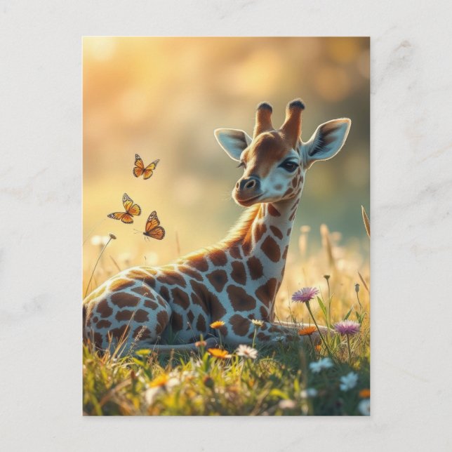 Baby Giraffe i sol Vykort (Framsida)
