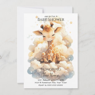 Baby Giraffe in Clouds Baby Shower Inbjudningar