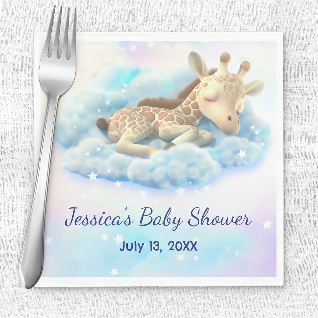 Baby Giraffe in Clouds Baby Shower Pappersservett (Skapare uppladdad)