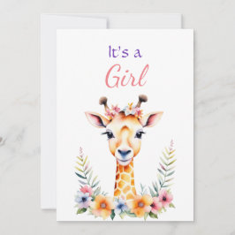 Baby Giraffe in Flowers Girl Baby Shower Inbjudningar