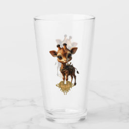 Baby giraffe in steampunk-tecknad glaskopp