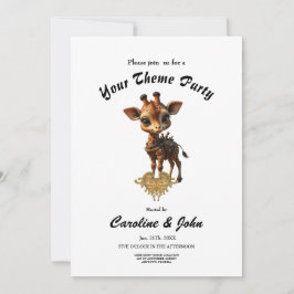Baby giraffe in steampunk-tecknad inbjudningar