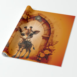 Baby giraffe in steampunk-tecknad presentpapper