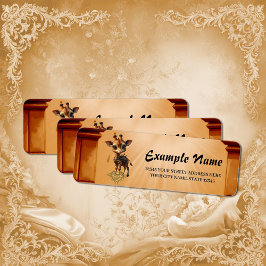 Baby giraffe in steampunk-tecknad returadress etikett