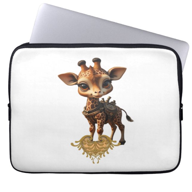 Baby giraffe in steampunk-tecknad stil Classic T- Laptop Fodral (Framsidan)