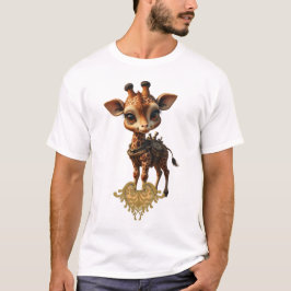 Baby giraffe in steampunk-tecknad t shirt