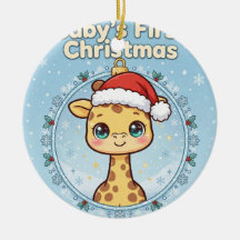 Baby Giraffe Jul Ornament — Barnets Första Jul
