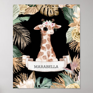 *~* Baby Giraffe Jungle Plants Nursery Girl Sweet Poster