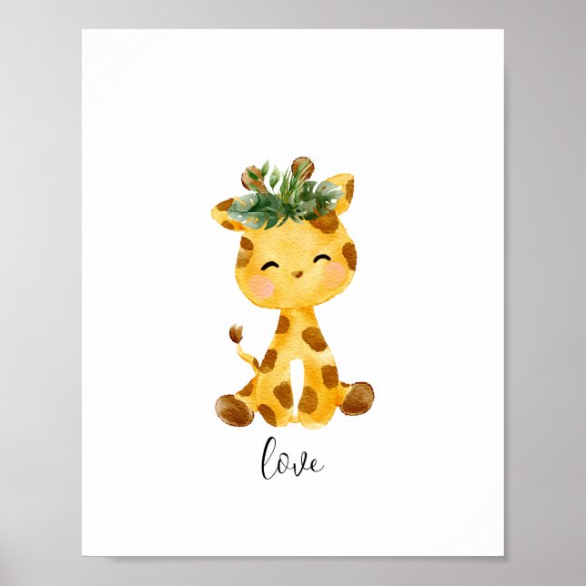 Baby Giraffe Kärlek Nursery Poster (Framsidan)