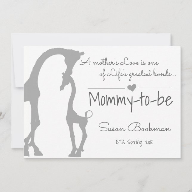 Baby Giraffe Mamma to be Gravid Notice Meddelande (Framsida)