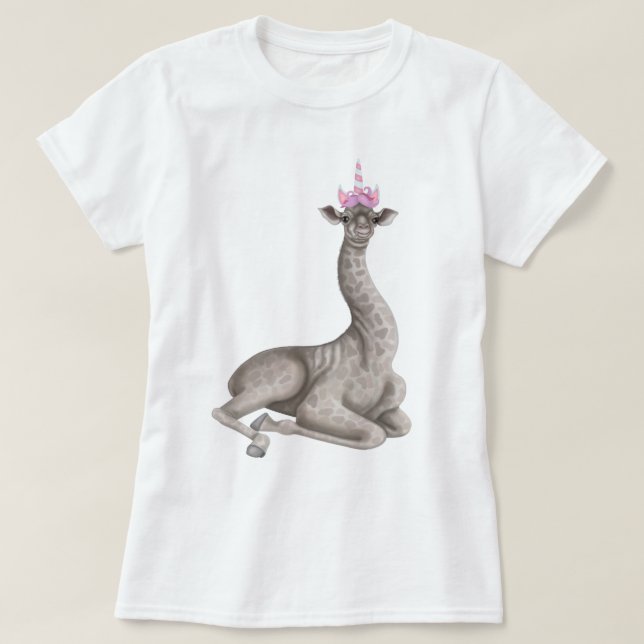 Baby Giraffe med enmajshat T Shirt (Design framsida)