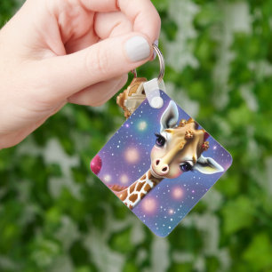 Baby Giraffe med Holly och Glitter Nyckelring