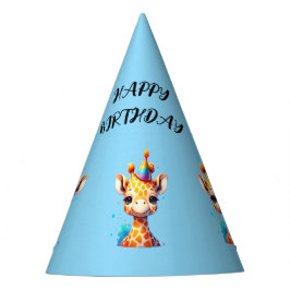 Baby giraffe med party hattblått