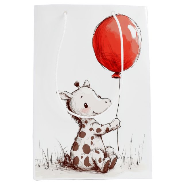 Baby Giraffe med röd ballon Spiral (Framsidan)