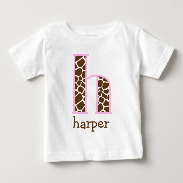 Baby Giraffe Monogram Tutu Bodydrät initial Tee (Framsida)