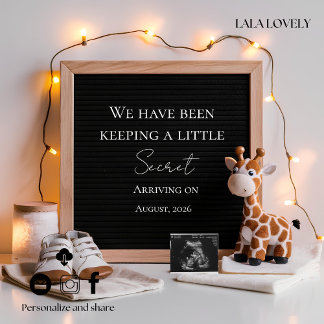  Baby Giraffe Neutral  pregnancy announcement card Meddelande