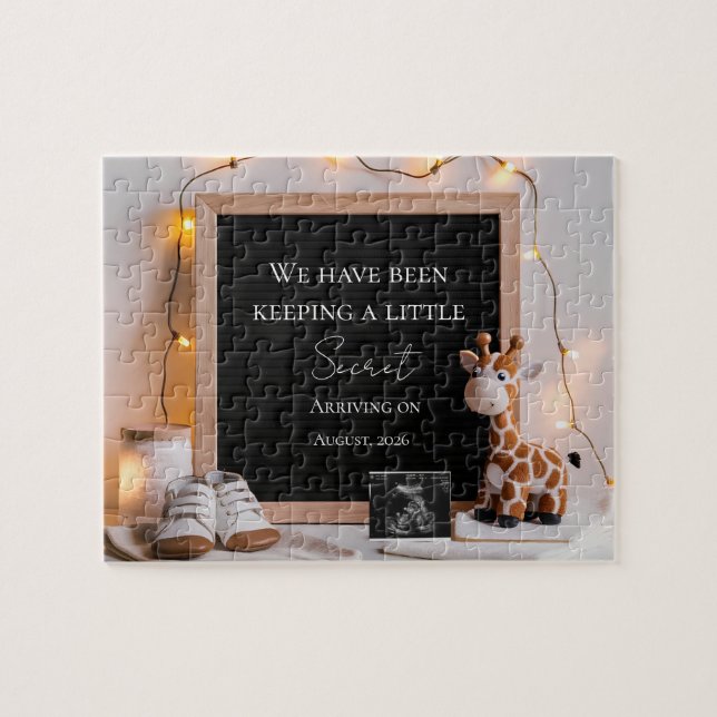  Baby Giraffe Neutral  pregnancy announcement  Pussel (Horisontell)