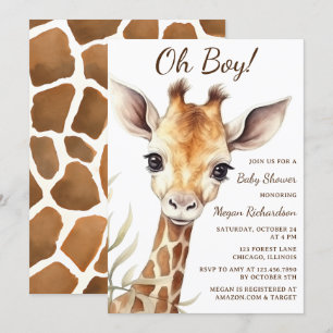 Baby Giraffe Oh Boy Baby Shower Inbjudningar
