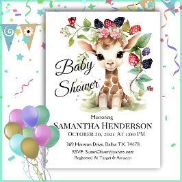 Baby Giraffe Porträtt Baby Shower Inbjudningar